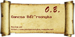 Oancsa Bársonyka névjegykártya